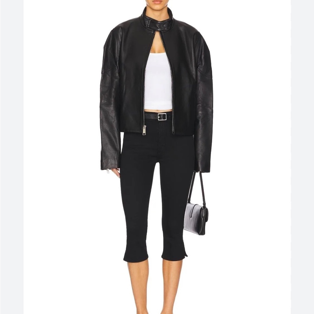 Mother The Stunner Zip Jean Not Guilty Black Capri Stretch sz 29 NEW